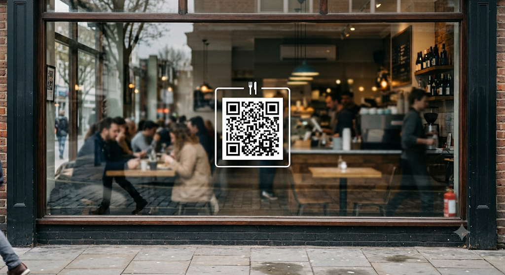 Adhésif de vitrine avec QR code