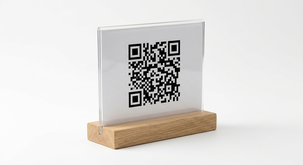 Chevalet en bois avec QR code