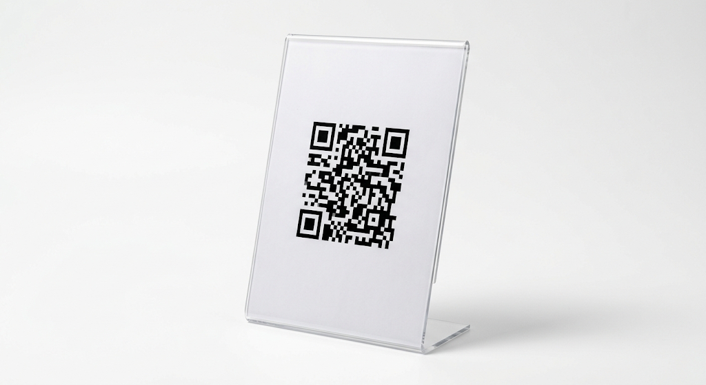 Chevalet plexiglas avec QR code