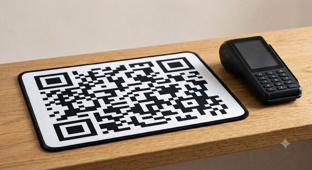 Tapis de comptoir avec QR code